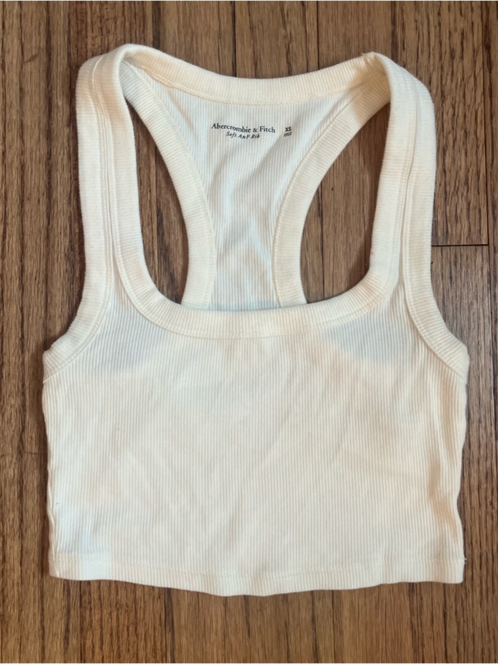Abercrombie & Fitch Cream Ribbed Racerback Crop Top